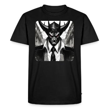 Diable élégant avec costume et cravate - T-shirt Premium bio Homme - noir - Devant - Nico (187cm)