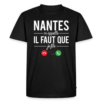 Nantes m'appelle il faut que je file ville france - T-shirt Premium bio Homme - noir - Devant - Nico (187cm)