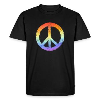 Hippy Peace Symbole Hippie Paix Liberté Amour - T-shirt Premium bio Homme - noir - Devant - Nico (187cm)