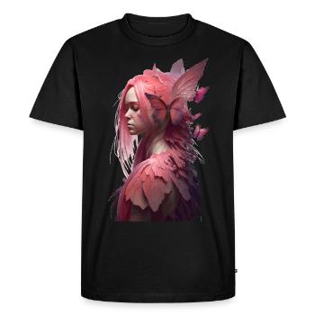 Butterfly Girl Cadeau Rose - T-shirt Premium bio Homme - noir - Devant - Nico (187cm)
