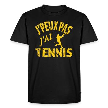 Je peux pas j'ai Tennis - T-shirt Premium bio Homme - noir - Devant - Nico (187cm)
