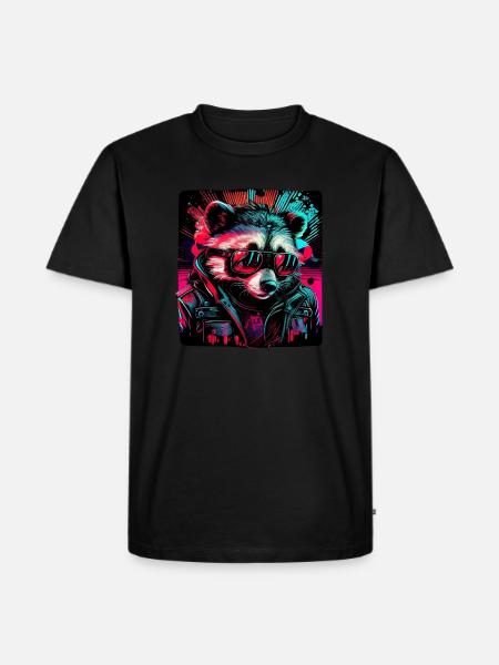 Cyber-Waschbär - Männer Premium Bio T-Shirt - Schwarz