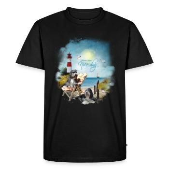 Bearded Collie - maritim - Männer Premium Bio T-Shirt - Schwarz - Vorne - Nico (187cm)