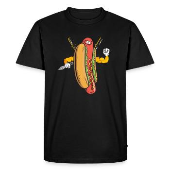 Hot Dog Ninja Karate Warrior Japon Cadeau - T-shirt Premium bio Homme - noir - Devant - Nico (187cm)