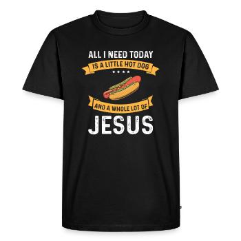 Jesus and Hot Dog God Christ Christian - Men's Premium Organic T-Shirt - black - Front - Nico (187cm)