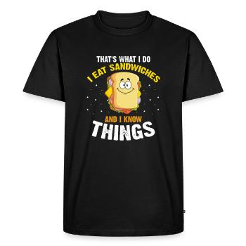 Sandwich Love and Scientist Cheese Food - Men's Premium Organic T-Shirt - black - Front - Nico (187cm)