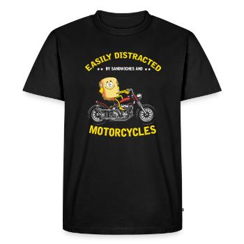 Cadeau motard motard moto sandwich - T-shirt Premium bio Homme - noir - Devant - Nico (187cm)
