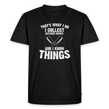 Objets blancs et collecteur de couteaux de cuisine - T-shirt Premium bio Homme - noir - Devant - Nico (187cm)