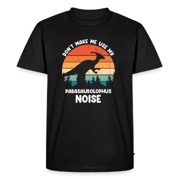 Paleontology Teacher and Parasaurolophus Motif - Men's Premium Organic T-Shirt - black - Front - Nico (187cm)