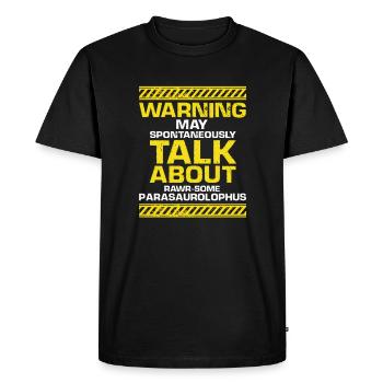 Paleontology Teacher and Parasaurolophus Motif - Men's Premium Organic T-Shirt - black - Front - Nico (187cm)