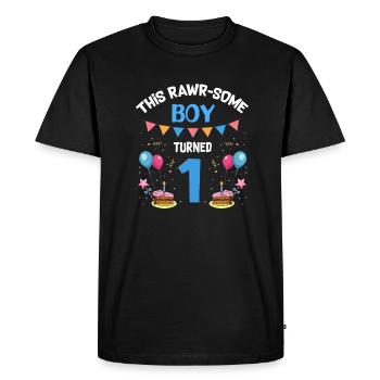 Parasaurolophus Design Dinosaur Birthday - Men's Premium Organic T-Shirt - black - Front - Nico (187cm)