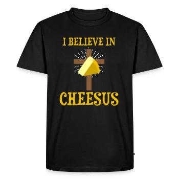 Gouda design pour fromagerie laitière et fromage Gouda - T-shirt Premium bio Homme - noir - Devant - Nico (187cm)