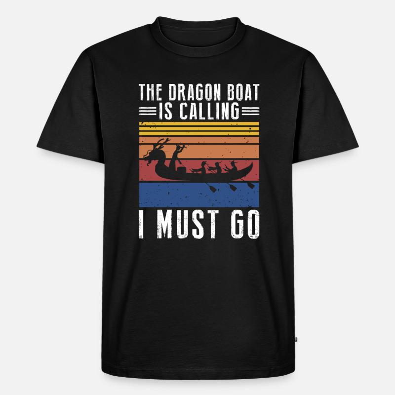 Drachenboot und Drachenboot Crew - Männer Premium Bio T-Shirt - Schwarz