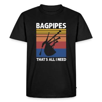 Bagpipe design for Scotland pride and bagpipes - Men's Premium Organic T-Shirt - black - Front - Nico (187cm)