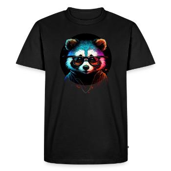 Raton laveur hipster - T-shirt Premium bio Homme - noir - Devant - Nico (187cm)
