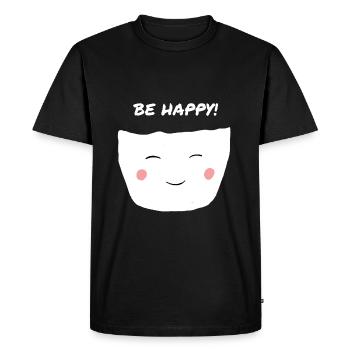 Be Happy Motivation Inspiration Cute - Men's Premium Organic T-Shirt - black - Front - Nico (187cm)