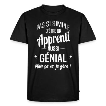 Apprenti - T-shirt Premium bio Homme - noir - Devant - Nico (187cm)
