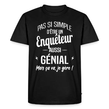 Enquêteur - T-shirt Premium bio Homme - noir - Devant - Nico (187cm)