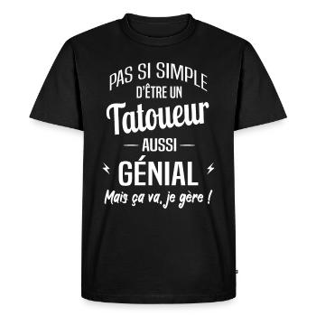 Tatoueur - T-shirt Premium bio Homme - noir - Devant - Nico (187cm)