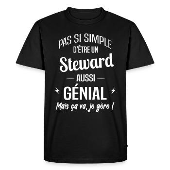 Steward - T-shirt Premium bio Homme - noir - Devant - Nico (187cm)