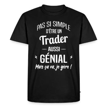 Trader - T-shirt Premium bio Homme - noir - Devant - Nico (187cm)