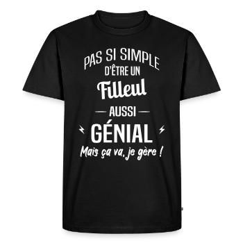 Filleul - T-shirt Premium bio Homme - noir - Devant - Nico (187cm)