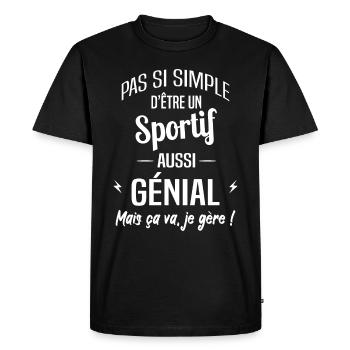 Sportif - T-shirt Premium bio Homme - noir - Devant - Nico (187cm)