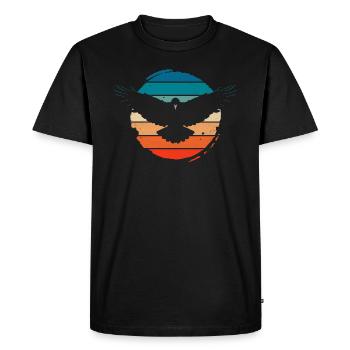 Crow Raven Bird Vintage Retro Design - Men's Premium Organic T-Shirt - black - Front - Nico (187cm)