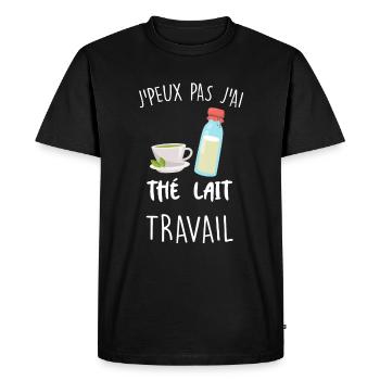 télétravail et humour - T-shirt Premium bio Homme - noir - Devant - Nico (187cm)