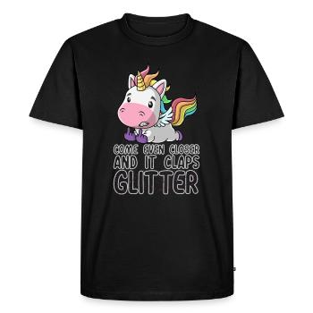 Even closer it claps glitter unicorn gift - Men's Premium Organic T-Shirt - black - Front - Nico (187cm)
