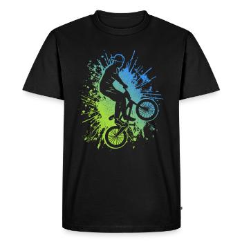 BMX Bike Splash of Color Cyclist Stunt BMX - T-shirt Premium bio Homme - noir - Devant - Nico (187cm)