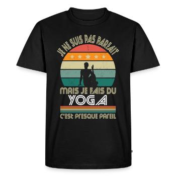 Je ne suis pas parfait mais je fais du yoga - T-shirt Premium bio Homme - noir - Devant - Nico (187cm)