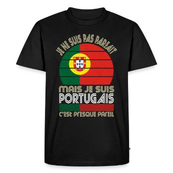 Je ne suis pas parfait mais je suis Portugais - T-shirt Premium bio Homme - noir - Devant - Nico (187cm)