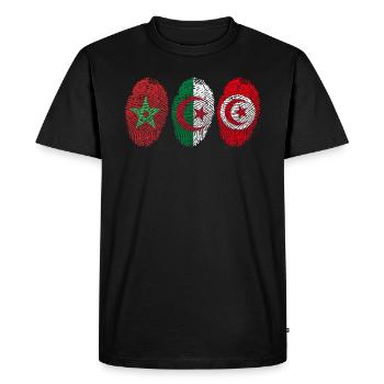 MAGHREB UNITED المغرب LOGO - T-shirt Premium bio Homme - noir - Devant - Nico (187cm)