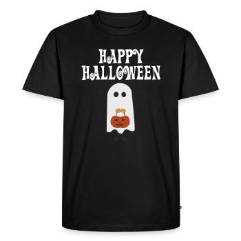 Lanterne de citrouille fantôme halloween heureux drôle effrayant - T-shirt Premium bio Homme - noir - Devant - Nico (187cm)