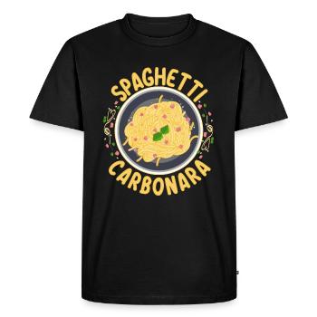 Spaghetti Carbonara | Amateurs de pâtes cuisiniers - T-shirt Premium bio Homme - noir - Devant - Nico (187cm)