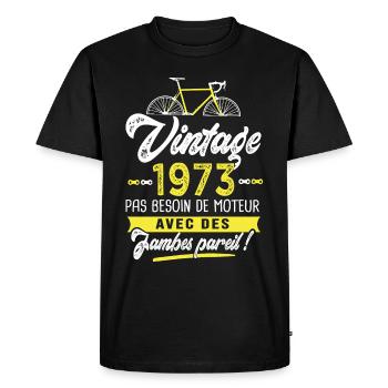 1973 Vélo Anniversaire Homme 50 ans vélos - T-shirt Premium bio Homme - noir - Devant - Nico (187cm)