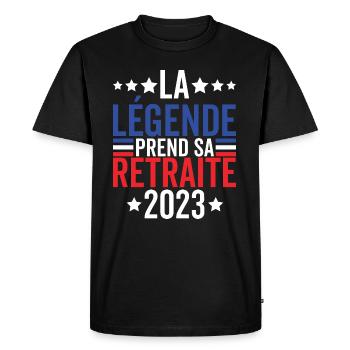 La Légende Prend Sa Retraite 2023 Retraité 2023 - T-shirt Premium bio Homme - noir - Devant - Nico (187cm)
