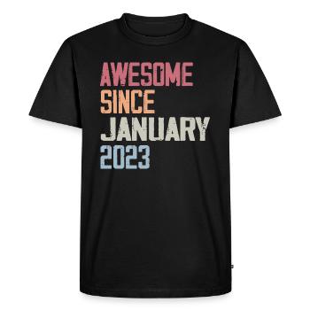 Birthday January 2023 Retro January 2023 - Men's Premium Organic T-Shirt - black - Front - Nico (187cm)