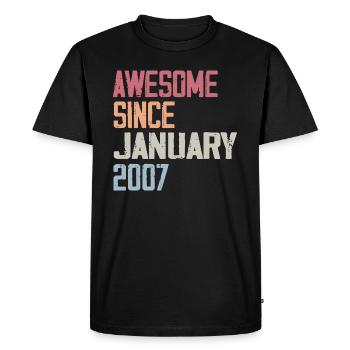 Anniversaire Janvier 2007 Rétro 2007 Janvier - T-shirt Premium bio Homme - noir - Devant - Nico (187cm)