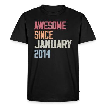 Birthday January 2014 Retro 2014 January - Men's Premium Organic T-Shirt - black - Front - Nico (187cm)