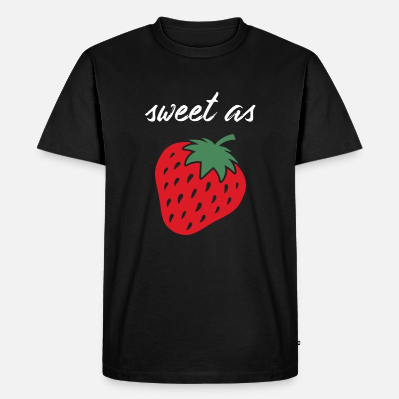 Erdbeere - Männer Premium Bio T-Shirt - Schwarz