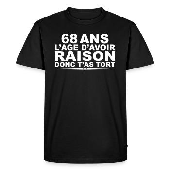 68 ans | Humour Cadeau D’anniversaire 68 ans - T-shirt Premium bio Homme - noir - Devant - Nico (187cm)