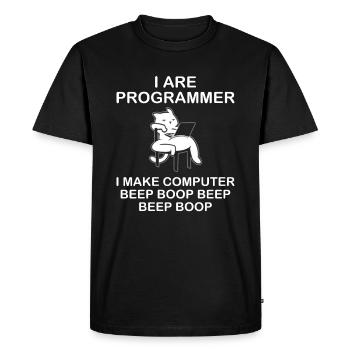 i are Programmer i make computer beep boop - T-shirt Premium bio Homme - noir - Devant - Nico (187cm)