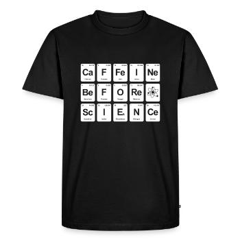 Periodic table Caffeine before Science - Men's Premium Organic T-Shirt - black - Front - Nico (187cm)