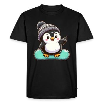 Penguin Snowboarder Winter Sports Design - Men's Premium Organic T-Shirt - black - Front - Nico (187cm)