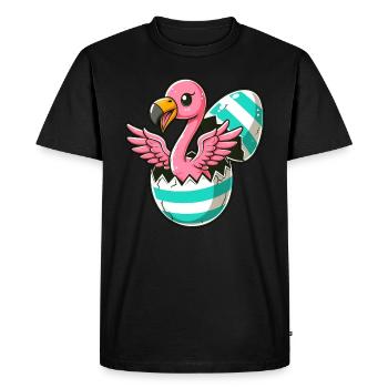 Éclosion de flamant rose de l’œuf de Pâques Surprise de Pâques - T-shirt Premium bio Homme - noir - Devant - Nico (187cm)