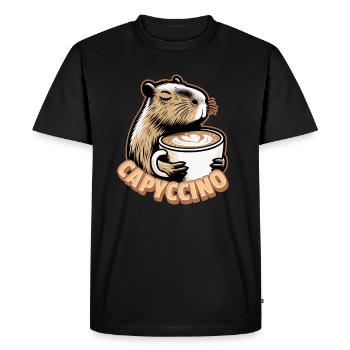 Capycino - Café Capybara - Coffeebara - T-shirt Premium bio Homme - noir - Devant - Nico (187cm)