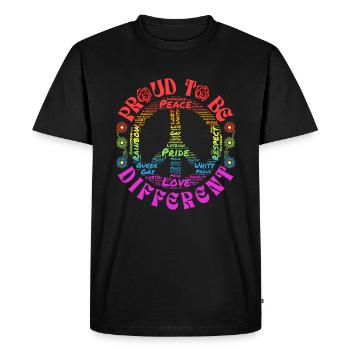 Proud to be different - Peace Logo Pride Love - Men's Premium Organic T-Shirt - black - Front - Nico (187cm)