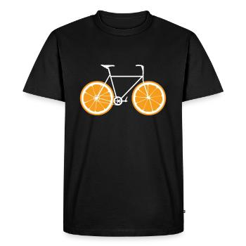 Vélo avec motif de pneu orange - T-shirt Premium bio Homme - noir - Devant - Nico (187cm)